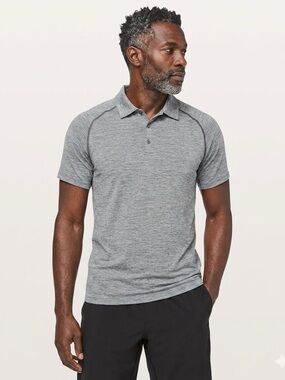 Lululemon Metal Vent Tech Polo Shirt Men's XXL Gray Heather Short Sleeve Golf